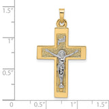 14k Two-Tone Gold Crucifix Cross Pendant with INRI Jesus for Men and Women