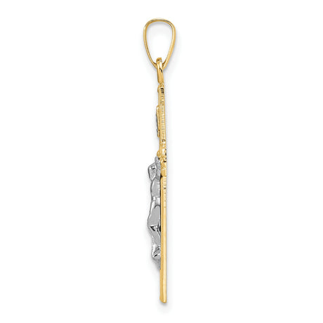 14k Two-Tone Gold Crucifix Pendant with INRI Detail Featuring Jesus on Cross