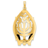 14k Yellow Gold Menorah Tree of Life Pendant, Jewish Religious Charm for Men and Women