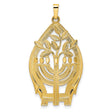 14k Yellow Gold Menorah Tree of Life Pendant, Jewish Religious Charm for Men and Women