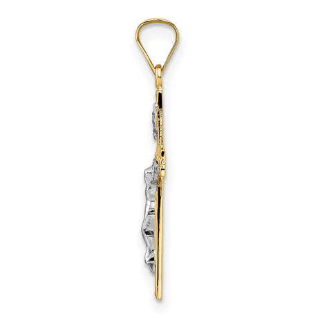 14k Two-Tone Gold Crucifix Pendant, INRI Cross Jesus Christ Religious Charm