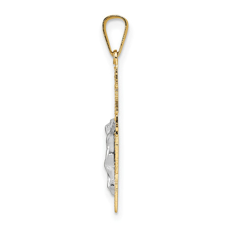 14k Two-Tone Gold Crucifix Pendant with White Christ Figure, Classic Christian Cross Charm