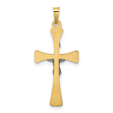 Polished Hollow INRI Crucifix Cross Charm Pendant in Real 14k Multi-Tone Gold