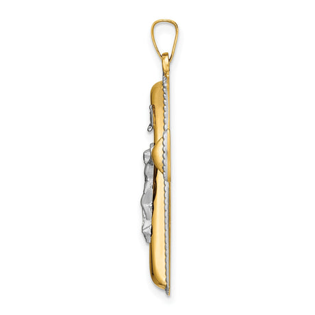 14k Multi-Tone Gold Crucifix Cross Pendant with INRI and Sculpted Christ Figure