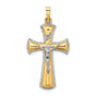 Hollow INRI Crucifix Charm Pendant in Real 14k Multi-Tone Gold