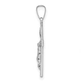 14k White Gold Crucifix Cross Pendant, Polished Latin Cross with Jesus Charm