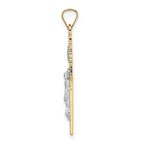 14k Two-Tone Gold Crucifix Cross Pendant with INRI and Christ Figure - Catholic Religious Jewelry