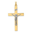 Polished Solid INRI Crucifix Charm Pendant in Real 14k Multi-Tone Gold