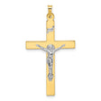 Solid INRI Crucifix Charm Pendant in Real 14k Multi-Tone Gold