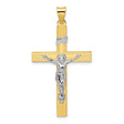 Polished Solid INRI Crucifix Cross Charm Pendant in Real 14k Multi-Tone Gold