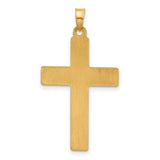14k Yellow Gold Cross Pendant with Floral Engraving, Christian Religious Jewelry for Women