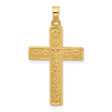 14k Yellow Gold Cross Pendant with Floral Engraving, Christian Religious Jewelry for Women