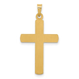 14k Yellow Gold Mens Cross Pendant with Textured Brick Design, Christian Religious Symbol