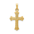 14k Yellow Gold Cross Pendant with Textured Detailing and Rounded Ends for Women or Unisex Wear