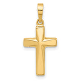 14k Yellow Gold Cross Pendant, Polished Soft Contour Design, Christian Religious Jewelry