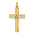 14k Yellow Gold Cross Pendant, Textured Layered Christian Religious Charm for Men and Women