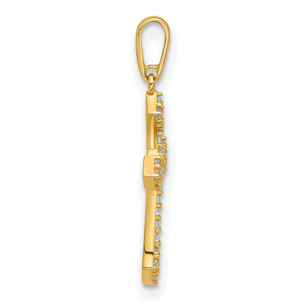 14k Yellow Gold Cross Pendant with Cubic Zirconia, Christian Faith Religious Jewelry for Women