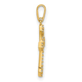 14k Yellow Gold Cross Pendant with Cubic Zirconia, Christian Faith Religious Jewelry for Women
