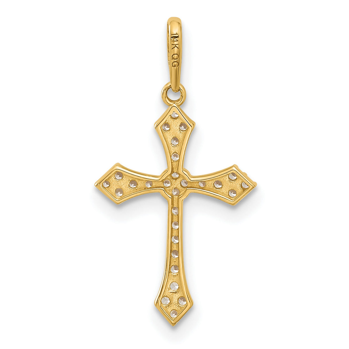 14k Yellow Gold Cross Pendant with Cubic Zirconia, Christian Faith Religious Jewelry for Women