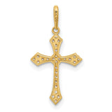 14k Yellow Gold Cross Pendant with Cubic Zirconia, Christian Faith Religious Jewelry for Women