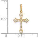 14k Yellow Gold Cross Pendant with Cubic Zirconia, Christian Faith Religious Jewelry for Women