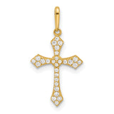 14k Yellow Gold Cross Pendant with Cubic Zirconia, Christian Faith Religious Jewelry for Women