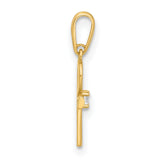 14k Yellow Gold Ankh Cross Pendant with Cubic Zirconia, Egyptian Eternal Life Symbol