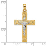 Hollow INRI Crucifix Charm Pendant in Real 14k Multi-Tone Gold