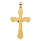 Grooved Hollow INRI Crucifix Charm Pendant in Real 14k Multi-Tone Gold