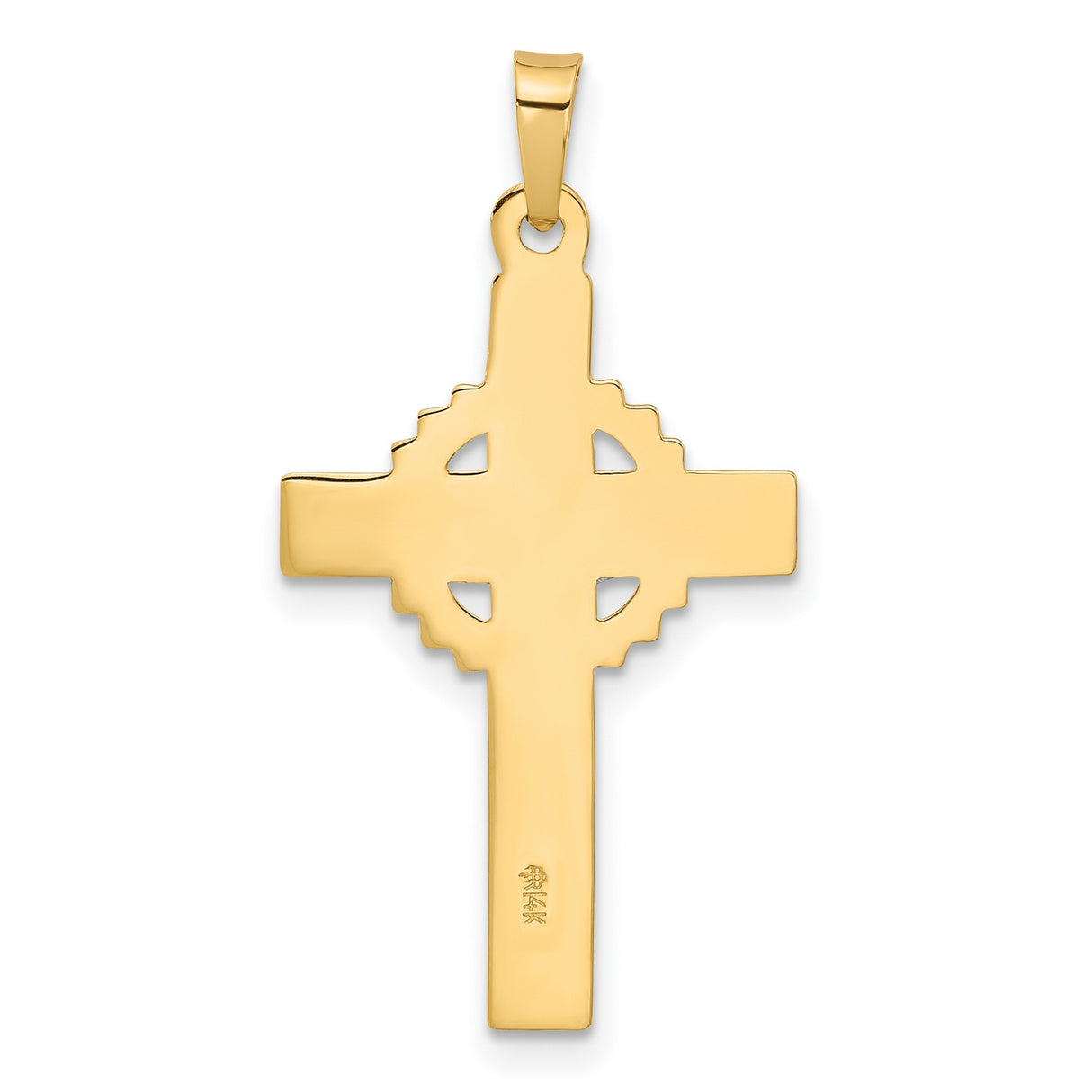 Hollow INRI Crucifix Charm Pendant in Real 14k Multi-Tone Gold