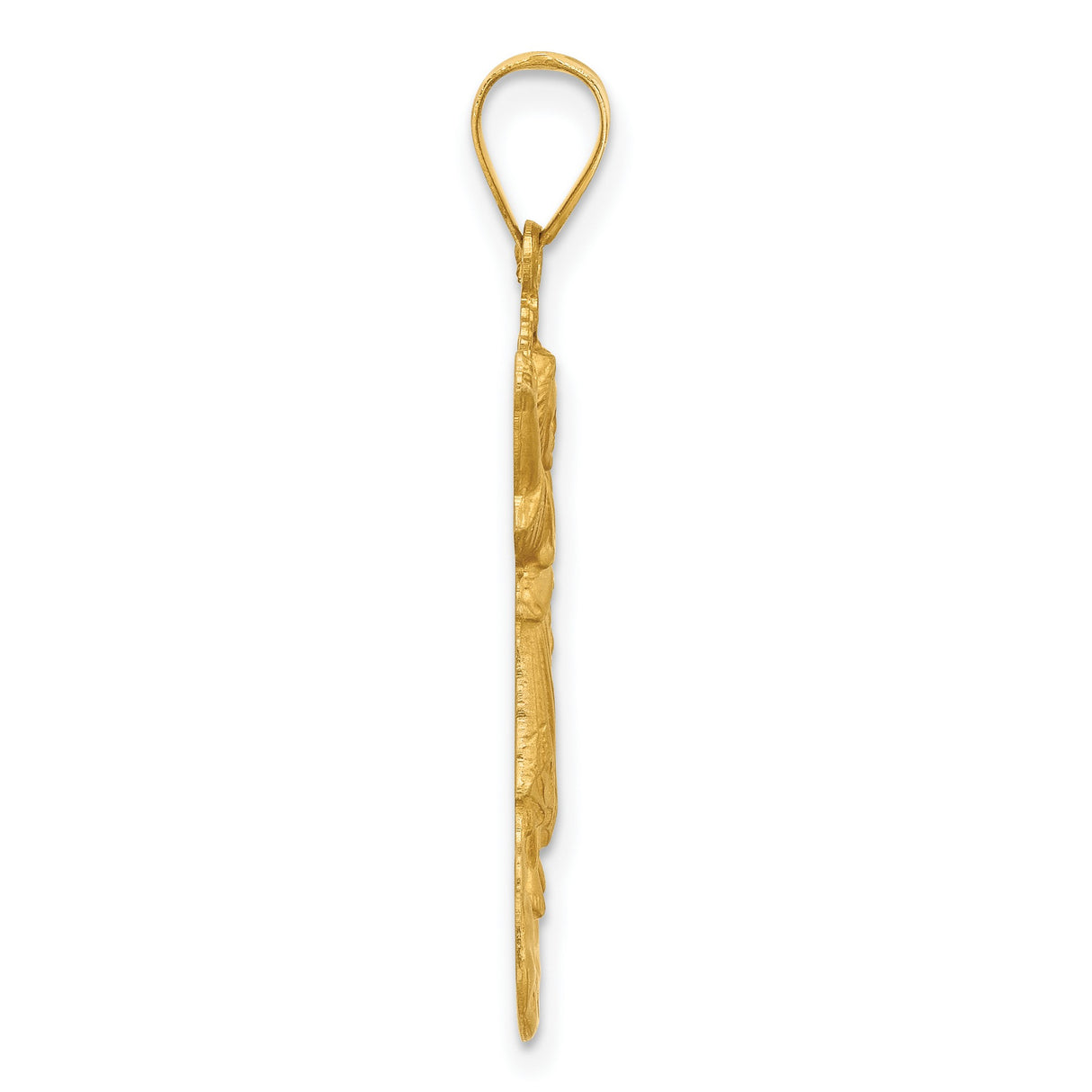 14k Yellow Gold Jesus Pendant with Raised Arms and Halo, Yo Reinare Religious Medal