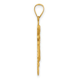 14k Yellow Gold Jesus Pendant with Raised Arms and Halo, Yo Reinare Religious Medal