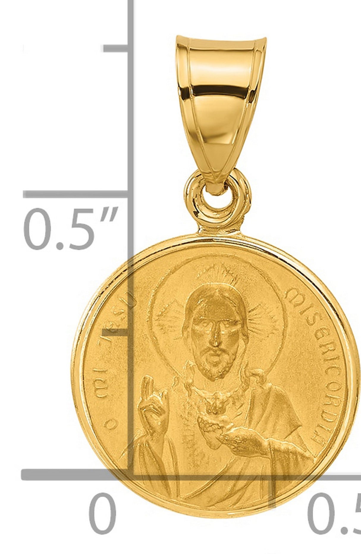 14k Yellow Gold Sacred Heart of Jesus Pendant, Radiant Halo Catholic Medal for Women or Unisex Wear