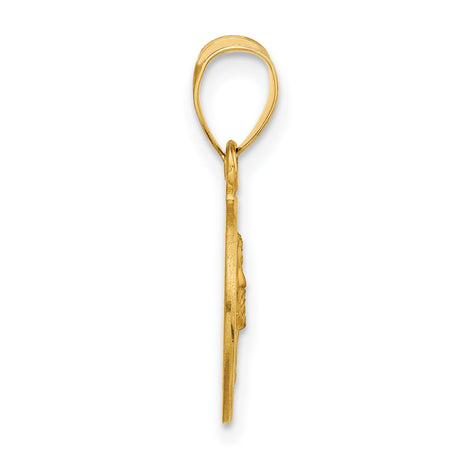 14k Yellow Gold Jesus Crown of Thorns Pendant, Christ Face Religious Medallion Charm