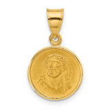 14k Yellow Gold Jesus Crown of Thorns Pendant, Christ Face Religious Medallion Charm