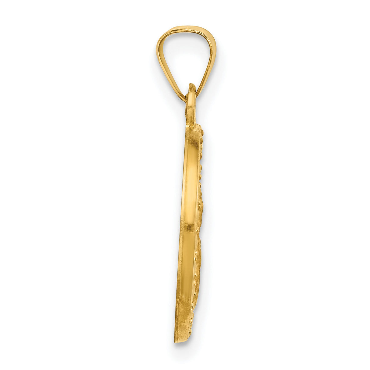 14k Yellow Gold Sacred Heart of Jesus Pendant with Radiant Halo and Latin Inscription