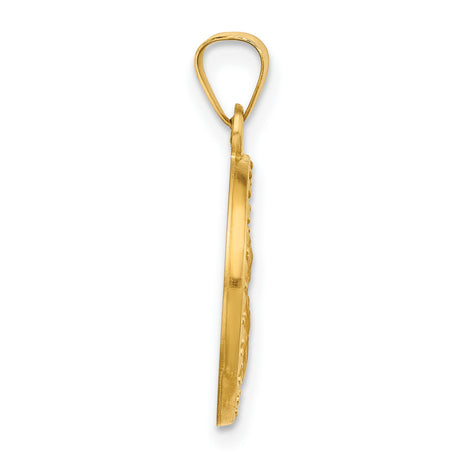 14k Yellow Gold Sacred Heart of Jesus Pendant with Radiant Halo and Latin Inscription