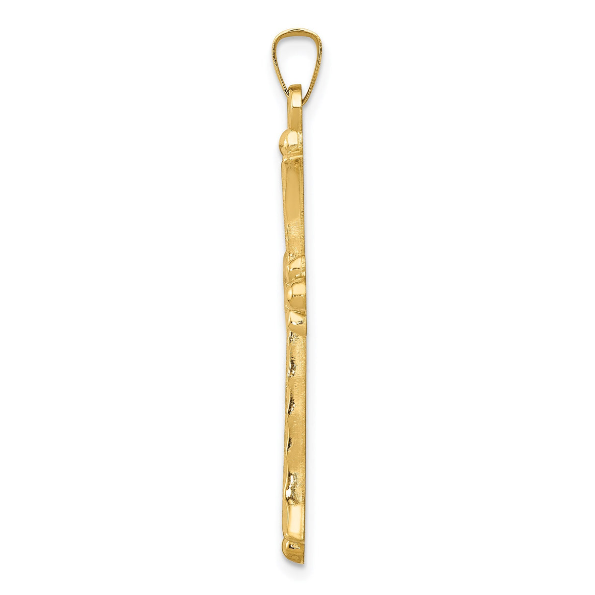 14k Yellow Gold Cross Pendant with Flared Tips and Christian Detailing for Men and Women
