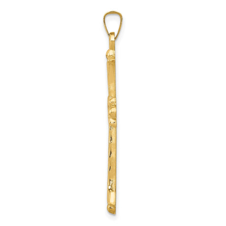 14k Yellow Gold Cross Pendant with Flared Tips and Christian Detailing for Men and Women