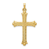 14k Yellow Gold Cross Pendant with Flared Tips and Christian Detailing for Men and Women