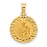 14k Yellow Gold Our Lady of Mount Carmel Round Pendant Medal with Virgin Mary and Jesus