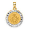 Hollow Our Lady of Mt Carmel Medal Charm Pendant in Real 14k Multi-Tone Gold