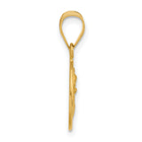 14k Yellow Gold Virgin Mary Pendant with Greek Inscription, Orthodox Christian Medal
