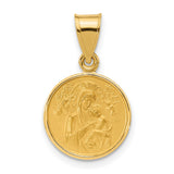 14k Yellow Gold Virgin Mary Pendant with Greek Inscription, Orthodox Christian Medal