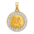 Hollow Lady of Sorrows Charm Pendant in Real 14k Multi-Tone Gold