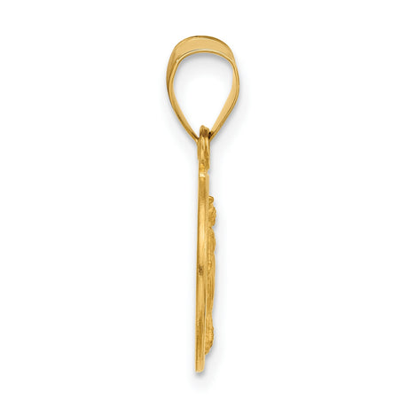 14k Yellow Gold Pendant Featuring Virgin Mary with Radiant Beams, Catholic Medal