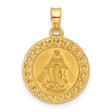 14k Yellow Gold Virgin Mary Pendant, Round Our Lady of Grace Medal Charm for Women