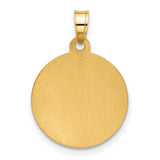 Hollow Miraculous Mary Plain Back Medal Charm Pendant in Real 14k Multi-Tone Gold