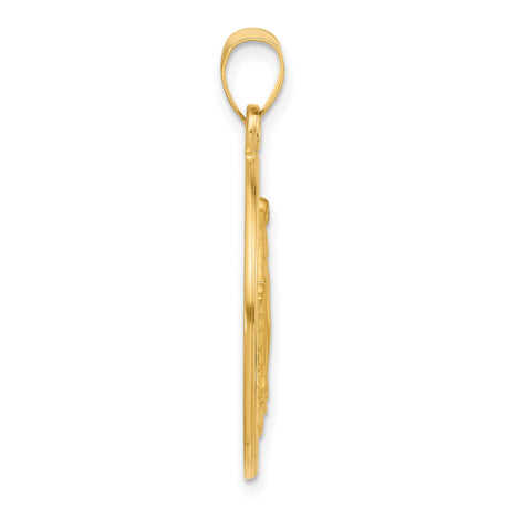 14k Yellow Gold Virgin Mary Pendant with Radiant Lines and 1830 Medal Design