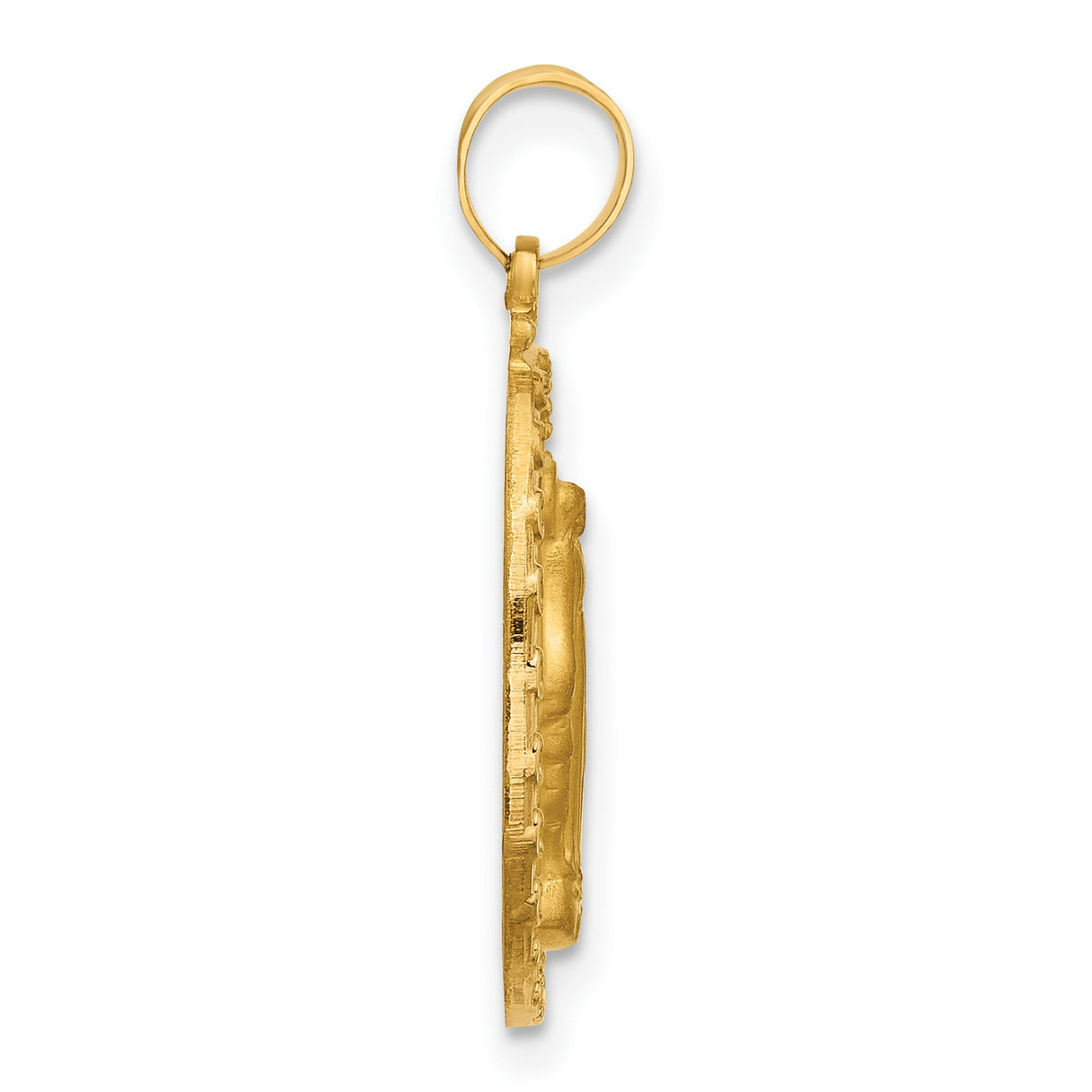 14k Yellow Gold Miraculous Medal Pendant with Virgin Mary and Radiant Halo
